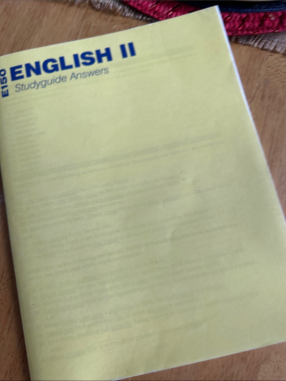 English II Study Guide Answer Key- Yellow Cover